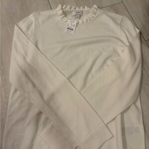 NWT J.Crew Ivory Ruffle Neck Sweater Size M